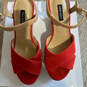 Nine West Sandals - Size 7.5, Color Orange Multi Suede